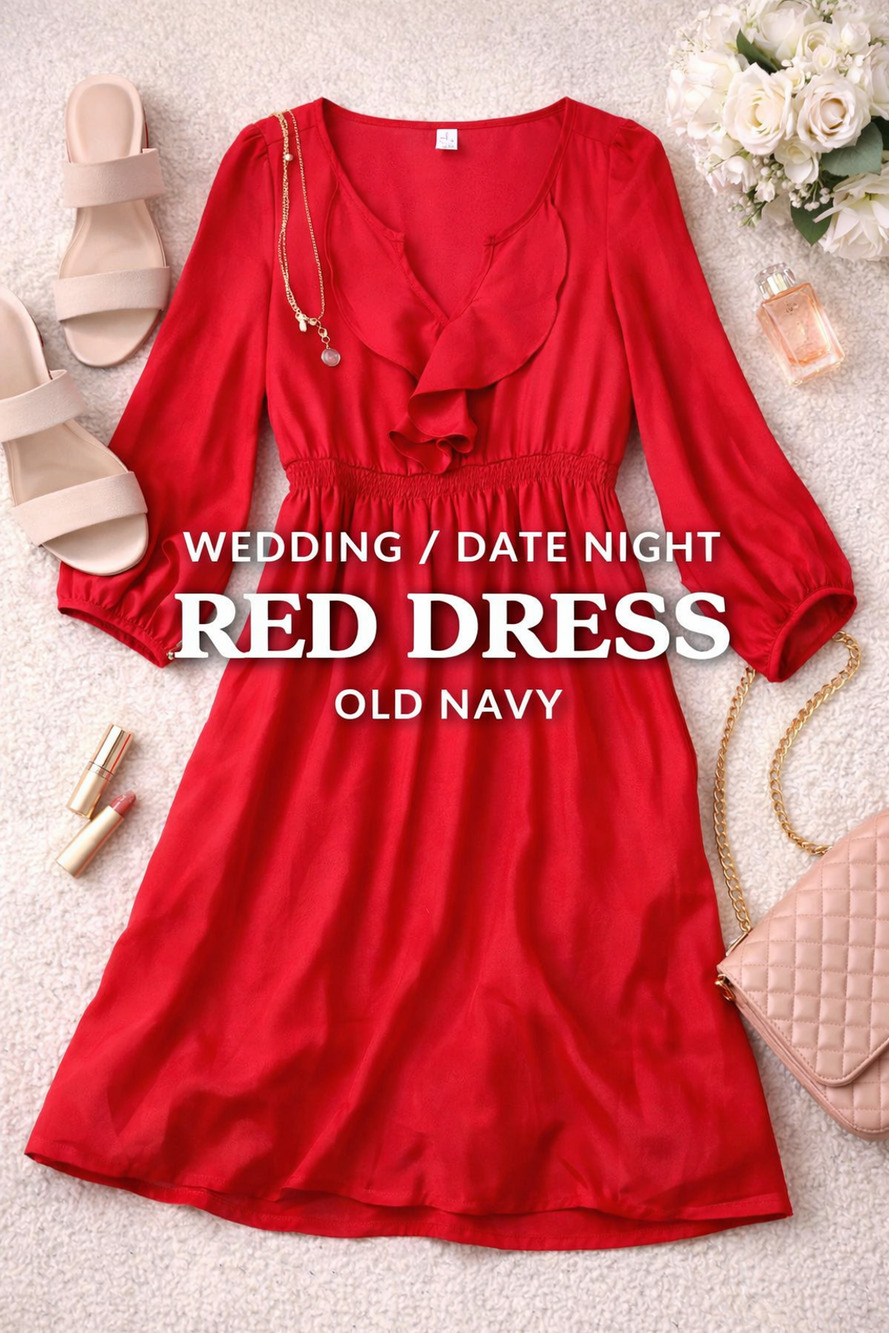 Old Navy Red Ruffle Front Dress XS Petite Flowy Boho Mini